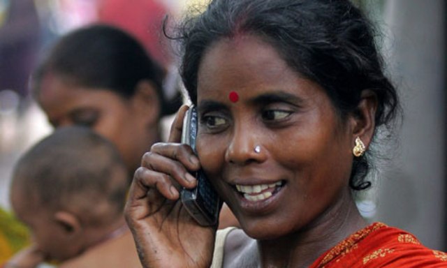 indian woman and celphone