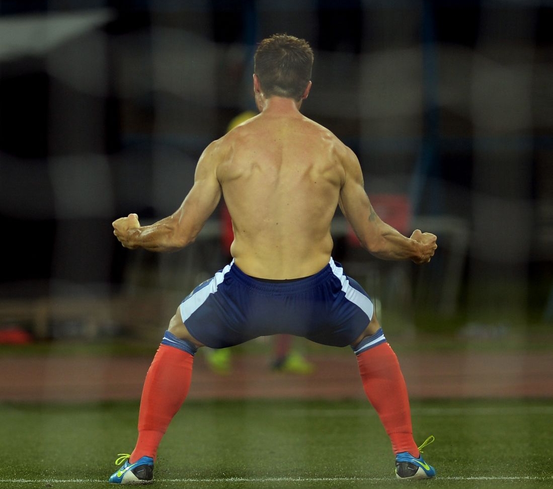 Atletico De Kolkata's Spanish footballer Arnal Llibert Conde Carbo celebrates