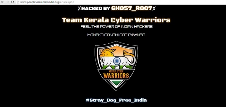 Kerala Cyber Warriors Hack Maneka Gandhis People for Animals Website