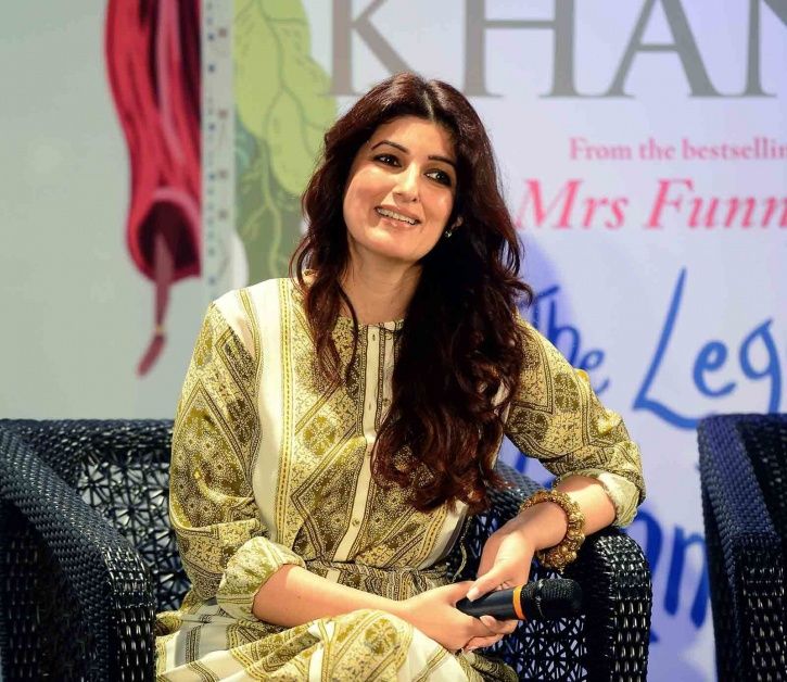 A picture of Twinkle Khanna who wants to ban all her films so that nobody can watch them.