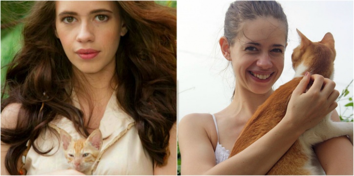 Kalki Koechlin with her cat Dosa