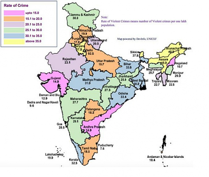 Which State Has Least Crime In India