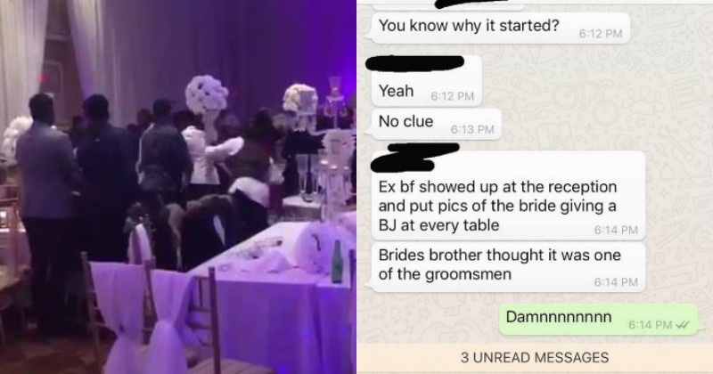Brides Ex Tries To Sabotage Her Wedding Puts Pics Of Her Giving Him A Blowjob At Every Table 2825