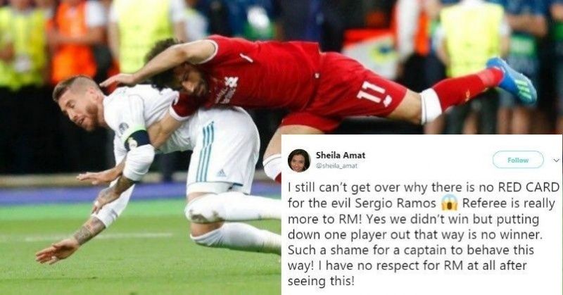 Sergio Ramos In Public Enemy No. 1 After Bringing Down Mohamed Salah In ...