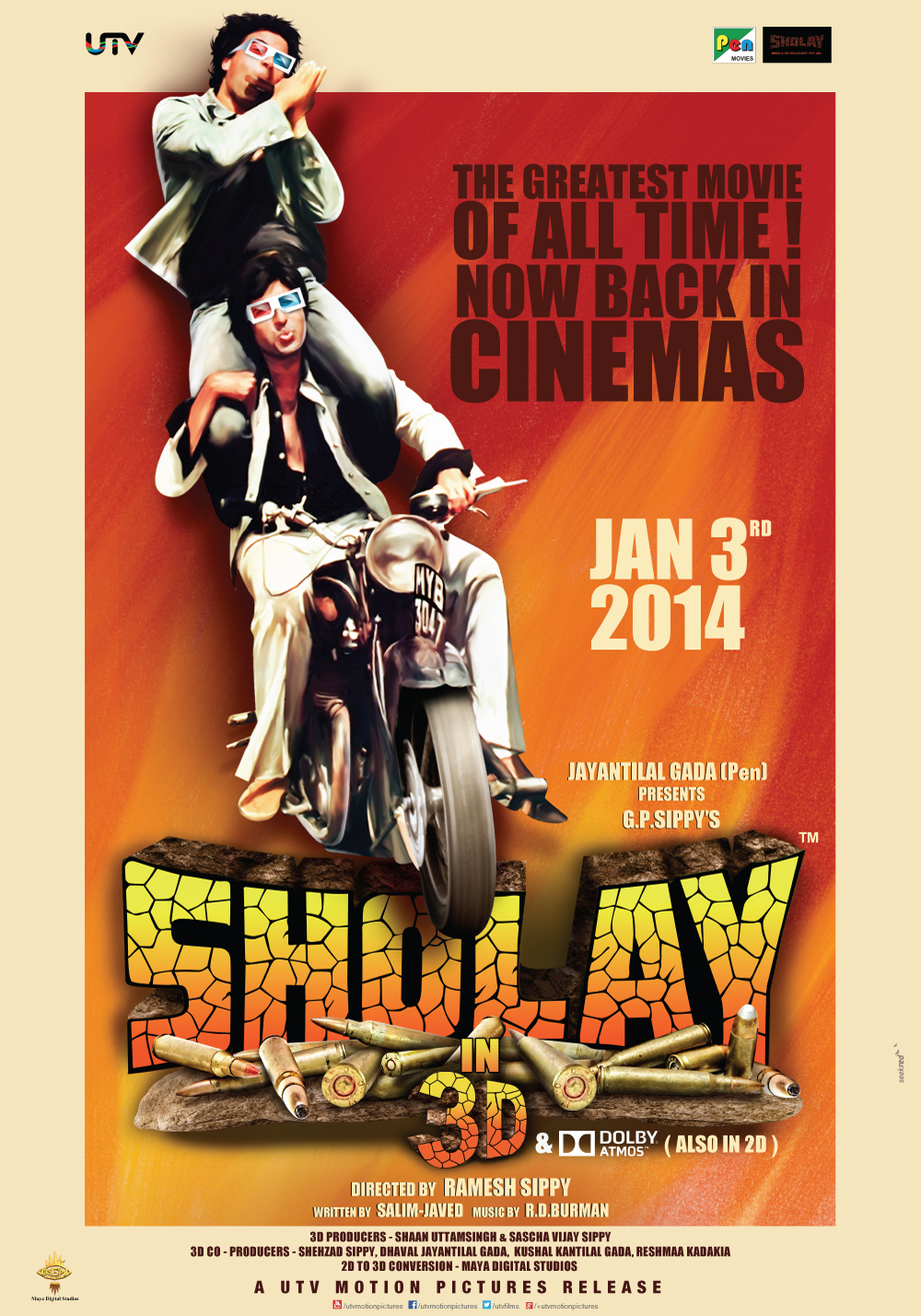 Gabbar Singh Goes Cool With 3D Glasses Sholay 3D Posters