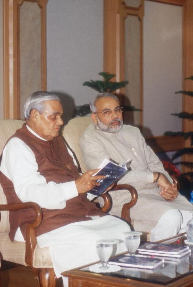 Image result for narendra modi with atal bihari vajpayee in 1992